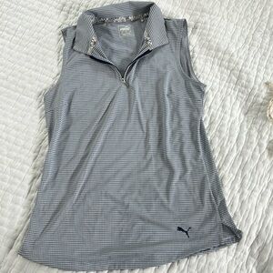 Puma navy and white checked golf shirt